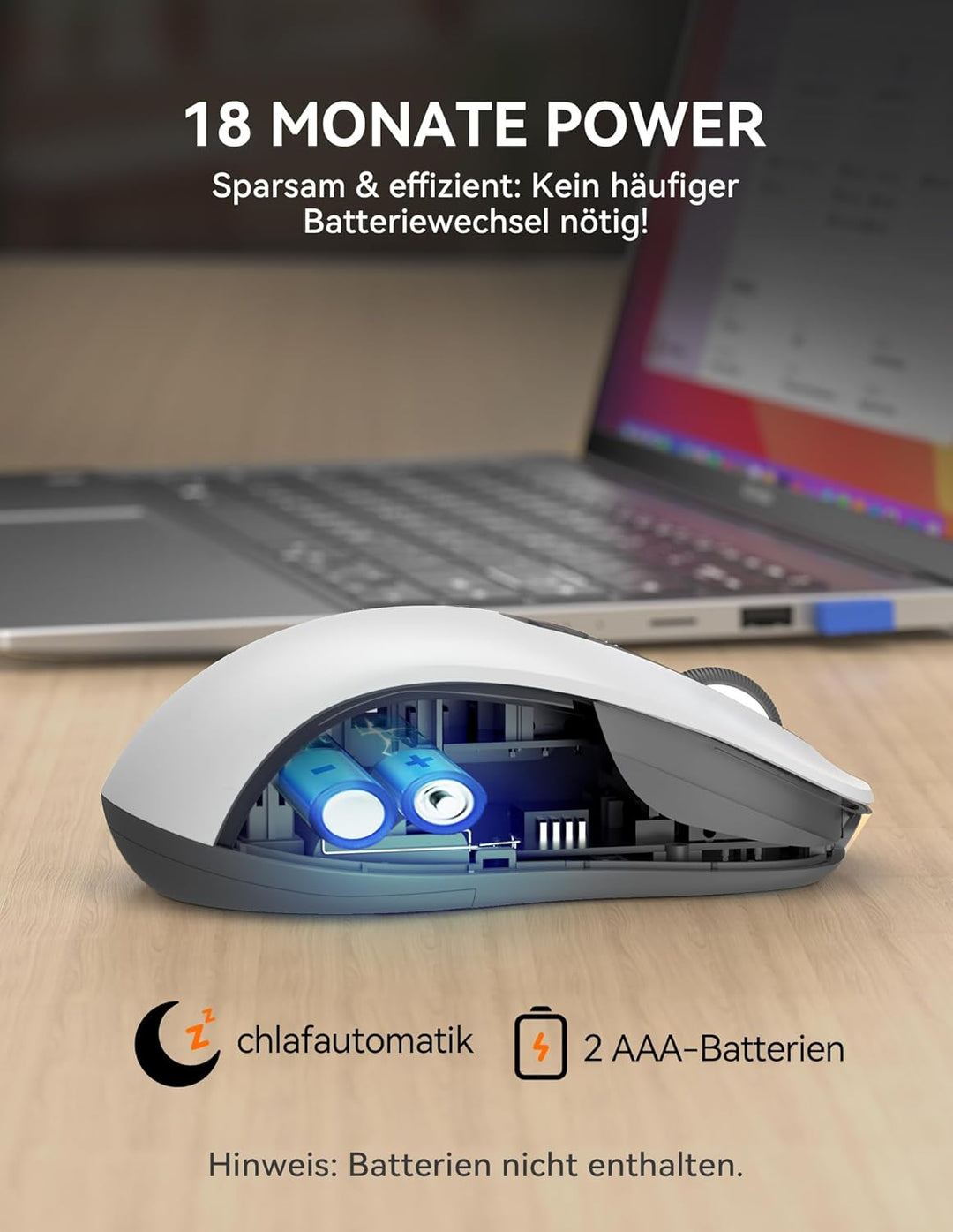 TECKNET Bluetooth Maus, Maus Kabellos (Tri-Modus: BT 5.0/3.0+2.4G) 4800 DPI Leise Mouse, Funkmaus mi