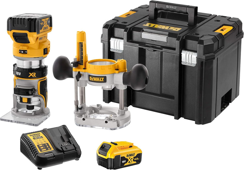 DEWALT DCW 604 P2 Akku Kombifräse 18V 55 mm + 2x Akku 5,0Ah + Ladegerät + TSTAK & Akku-Exzenterschle