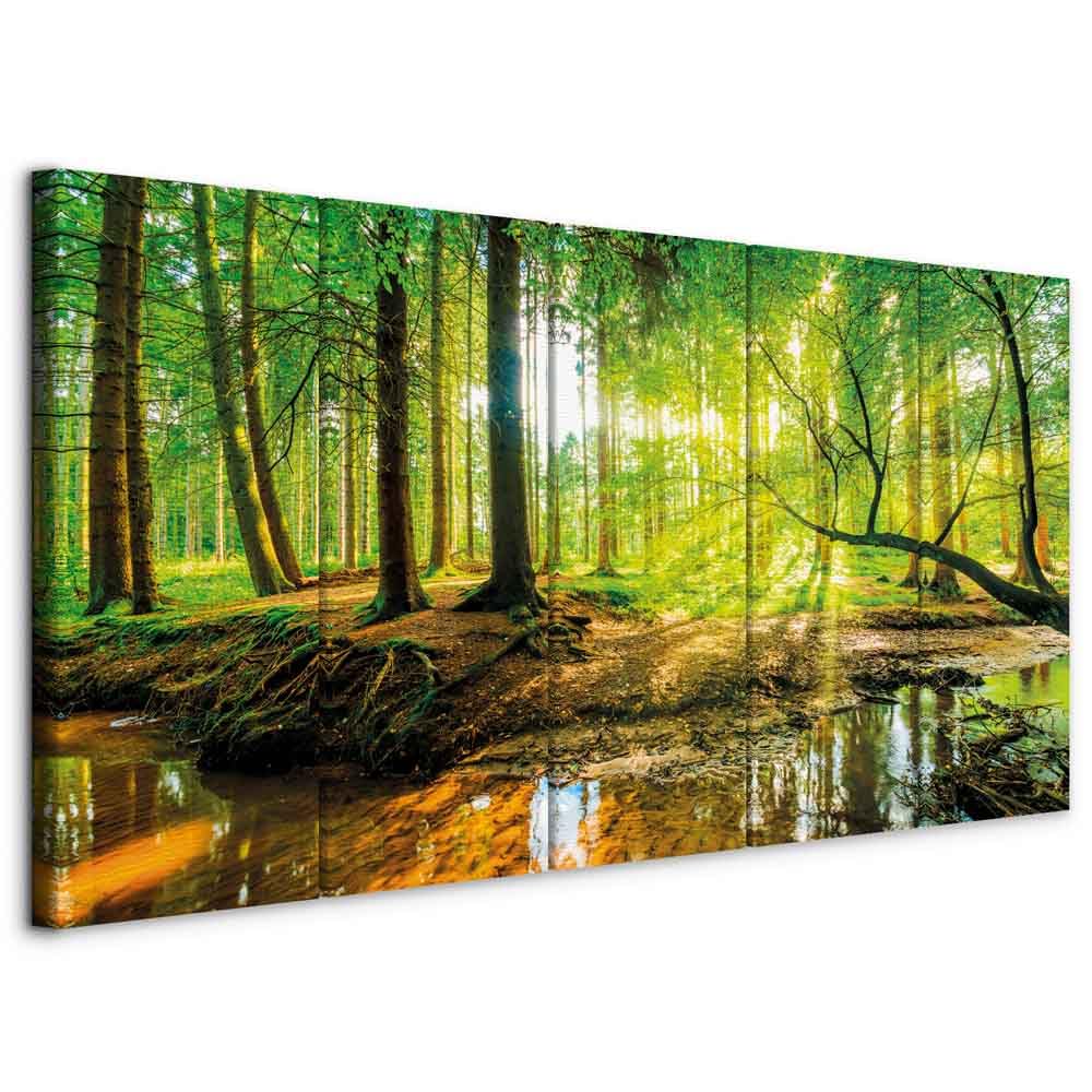 B&amp;D XXL - Akustikbild Akustikplatten Landschaft, 225x90 cm, 5-teilig, Büro Akustikbild PRO 225x90 cm