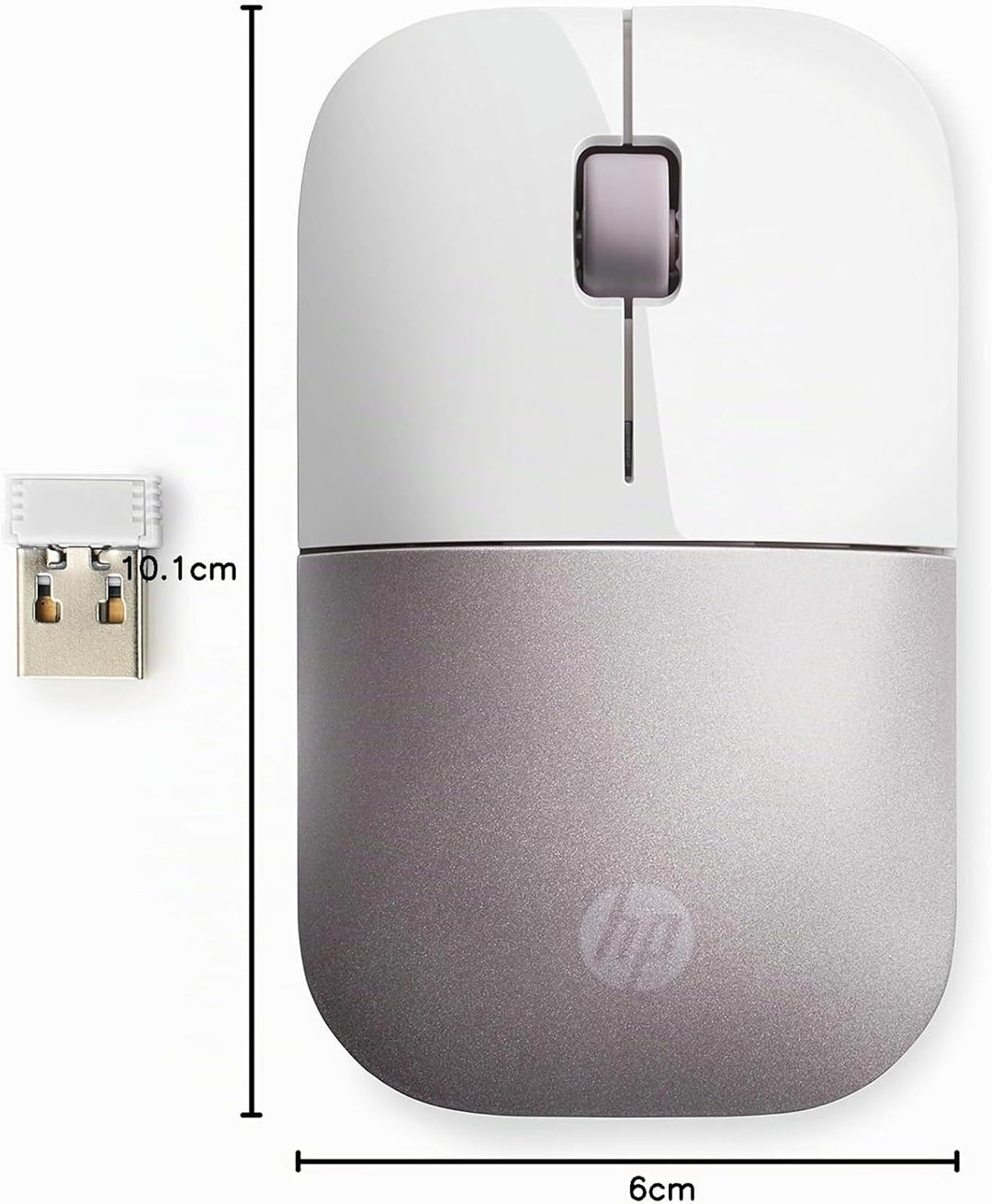 HP Z3700 Wireless Mouse - White/Pink Pink Dongle, Pink Dongle