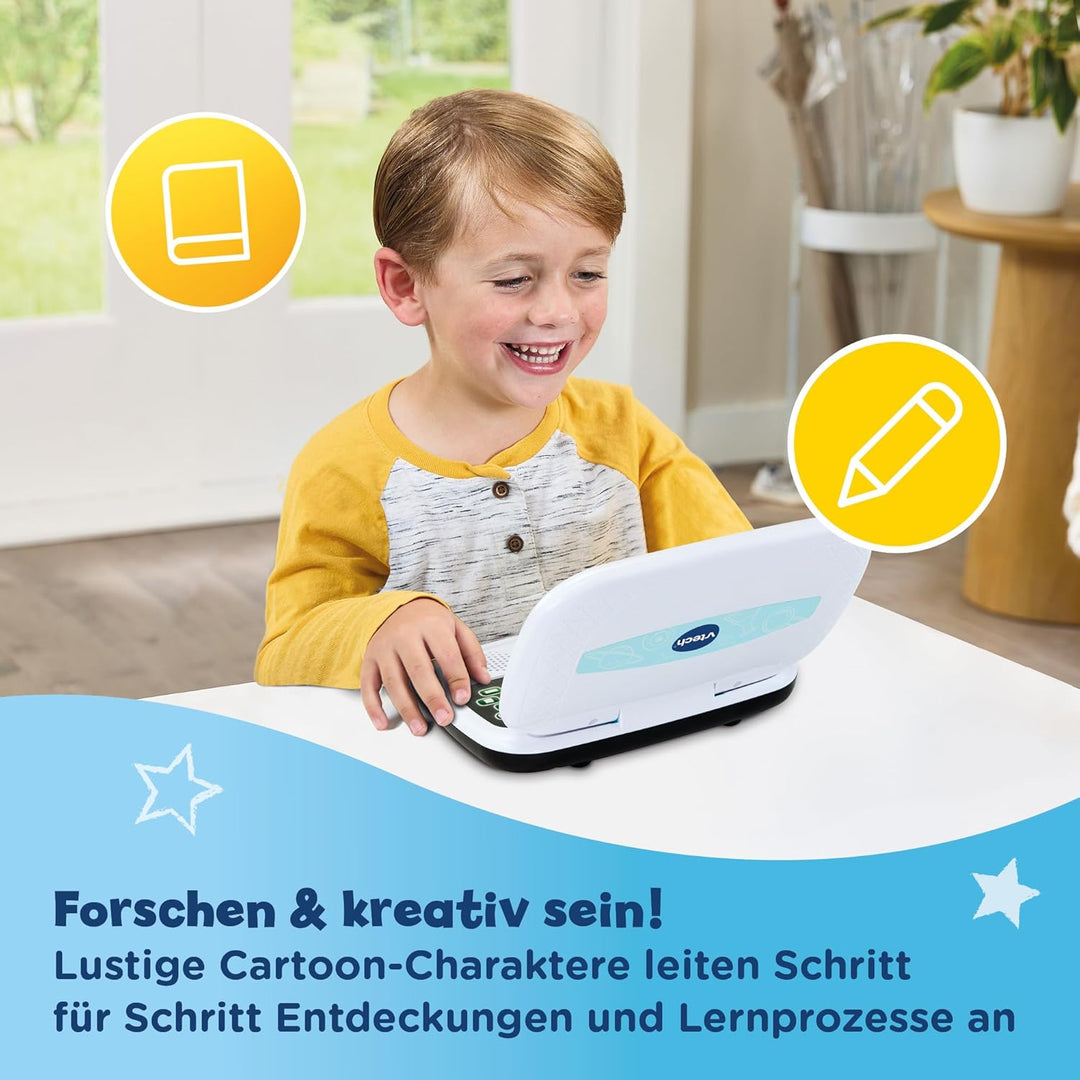 Vtech Junior Forschungslaptop – Lerncomputer mit Inhalten zu Buchstaben, Zahlen und Zählen, Wissensc