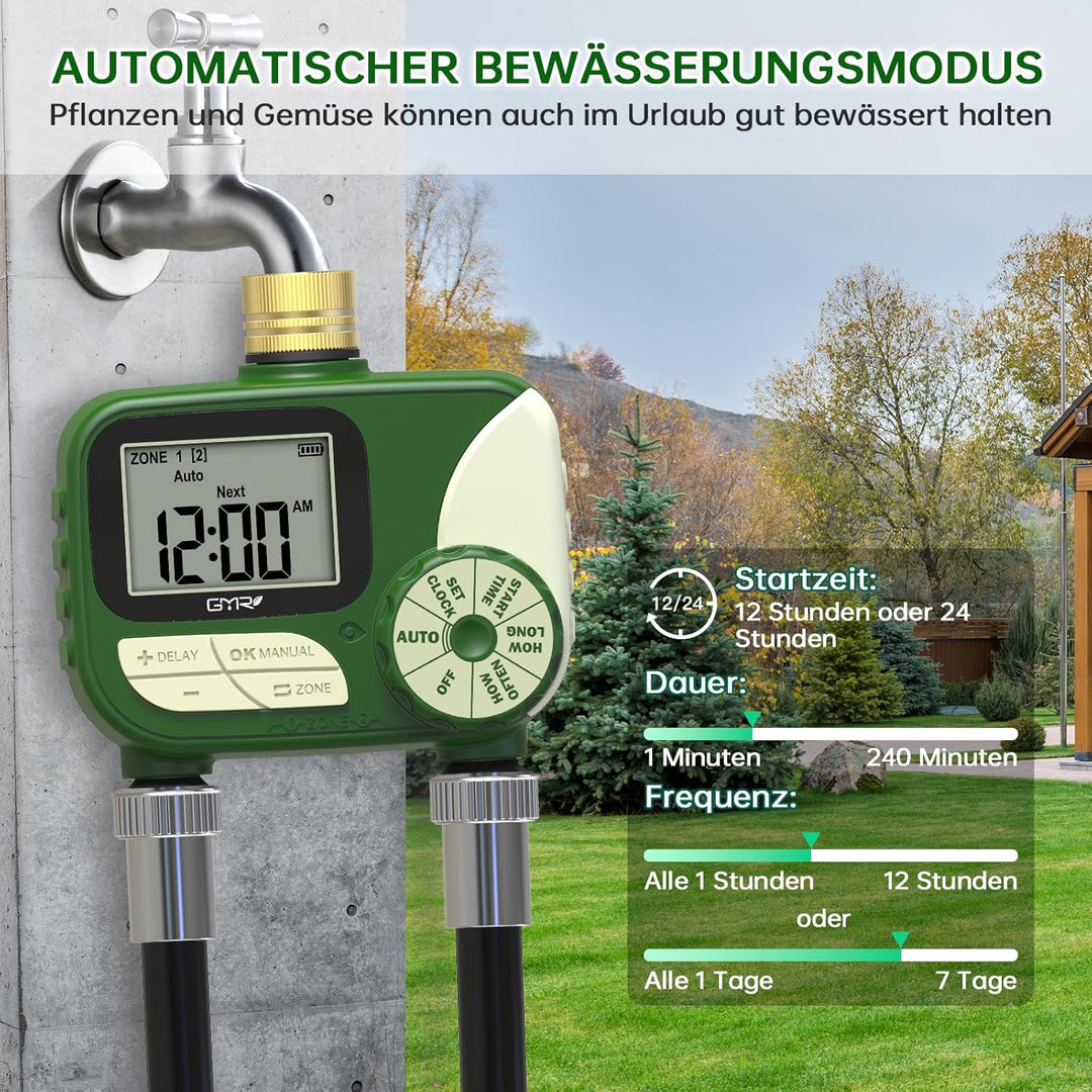 GMR Bewässerungscomputer mit Messingeinlass, Bewässerungssteuerung für Gartenschlauch, Bewässerungsu