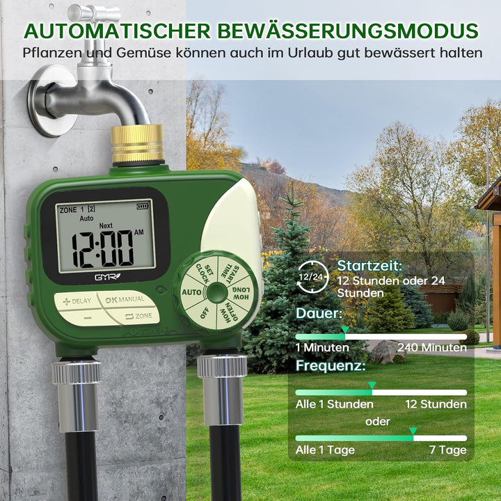 GMR Bewässerungscomputer mit Messingeinlass, Bewässerungssteuerung für Gartenschlauch, Bewässerungsu