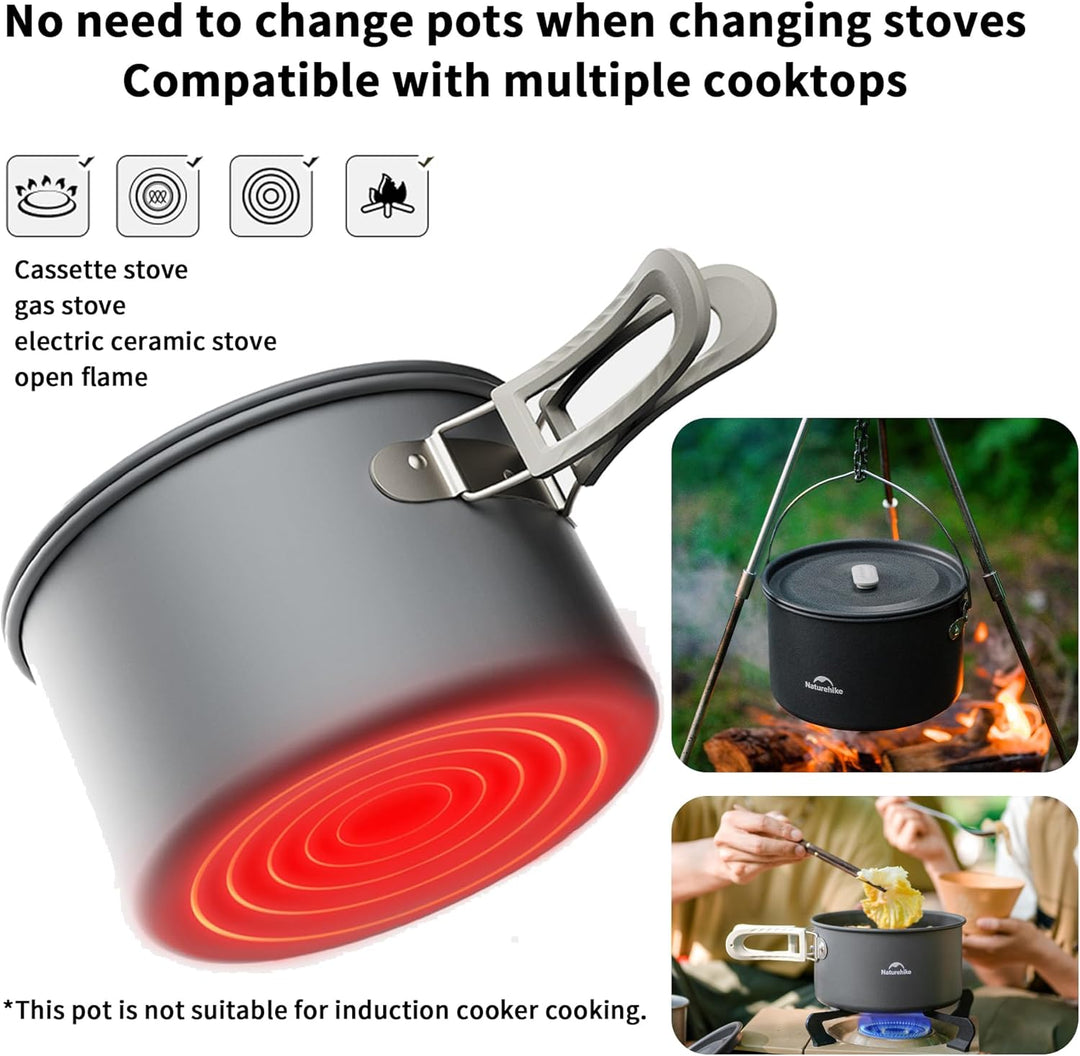 Naturehike Schachtelbares Camping Topfset,Leicht &amp; Hitzebeständig | Lebensmittelechtes Aluminiumlegi