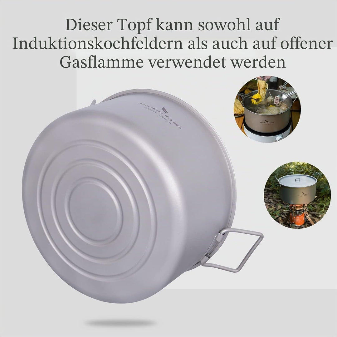 Boundless Voyage 5L Outdoor Camping Titan Topf Suppentopf mit Deckel Klappgriff Wandern Picknick Tra