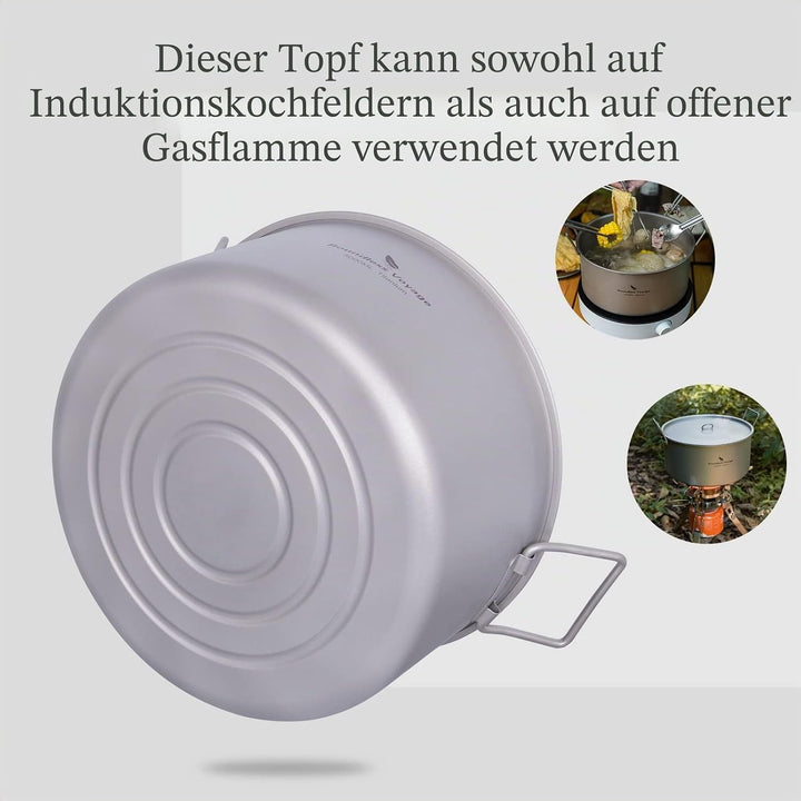Boundless Voyage 5L Outdoor Camping Titan Topf Suppentopf mit Deckel Klappgriff Wandern Picknick Tra