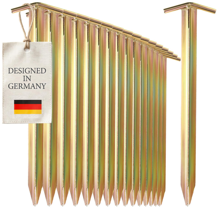 com-four® 16x Zelt-Heringe aus Stahl - Lange und robuste Erdnägel mit T-Profil für Camping und Outdo