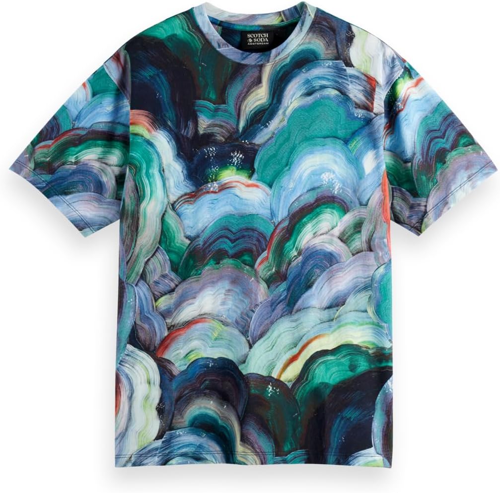 Scotch & Soda Herren All Over Print T-Shirt S Aop Abstract Fungi, S Aop Abstract Fungi