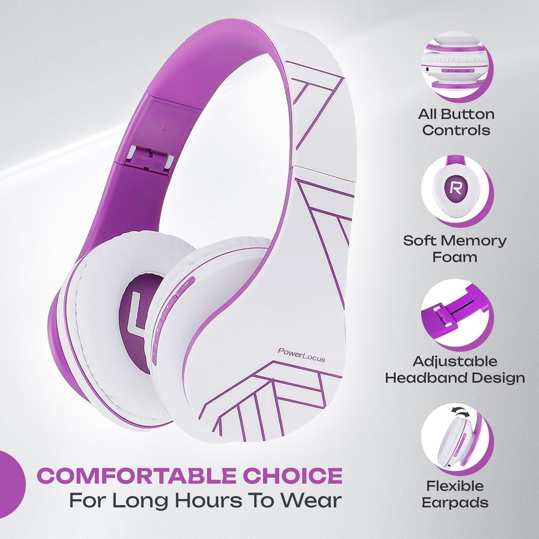 PowerLocus Bluetooth Over-Ear Kopfhörer, Kabellos Stereo Faltbare Kopfhörer Kabellose und Kabel-Kopf