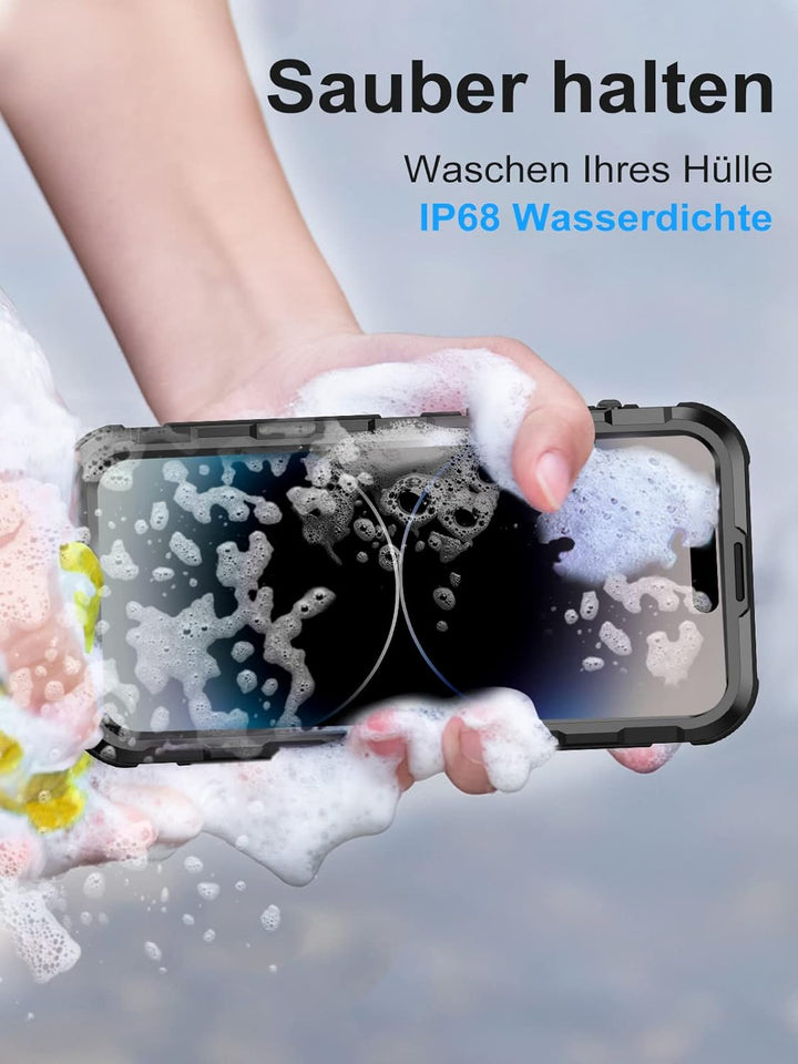WIFORT für iPhone 14 Pro Hülle Wasserdicht mit MagSafe, 360 Outdoor Metall Schutzhülle mit Displaysc