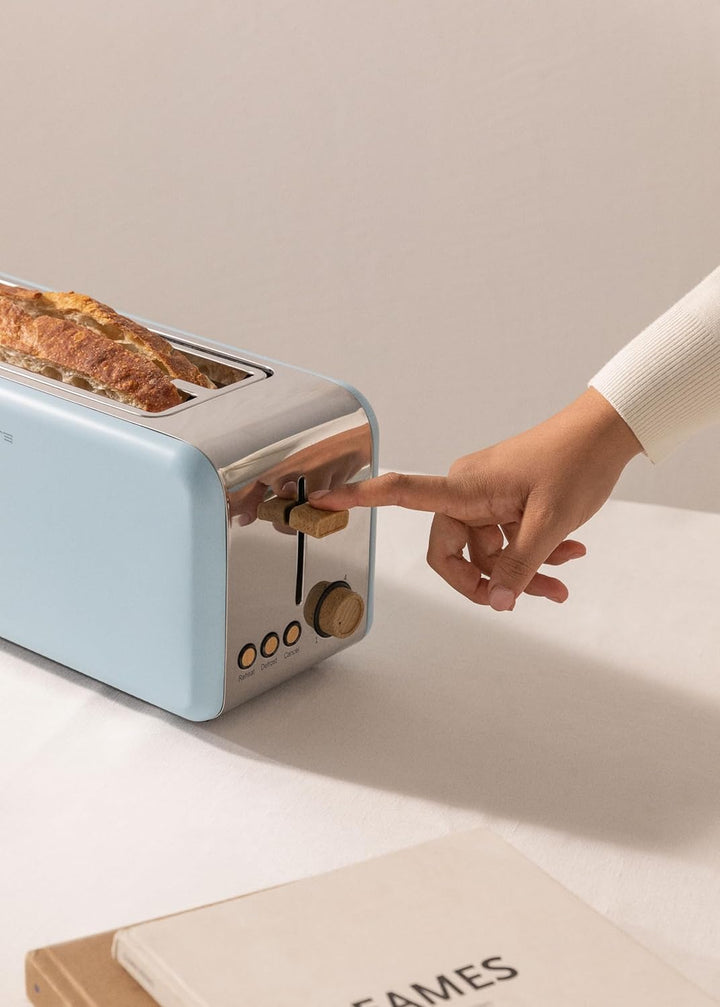 CREATE/TOAST RETRO XL/Toaster Pastellblau / 6 Leistungsstufen, Krümelschublade, Thermostat, Auftauen