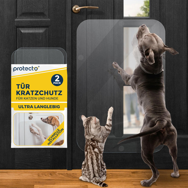PROTECTO 2-Pack Tür Kratzschutz für Hund - 90x60 cm Katzen Kratzschutz, Kratzfester Katzenschutz, Tr