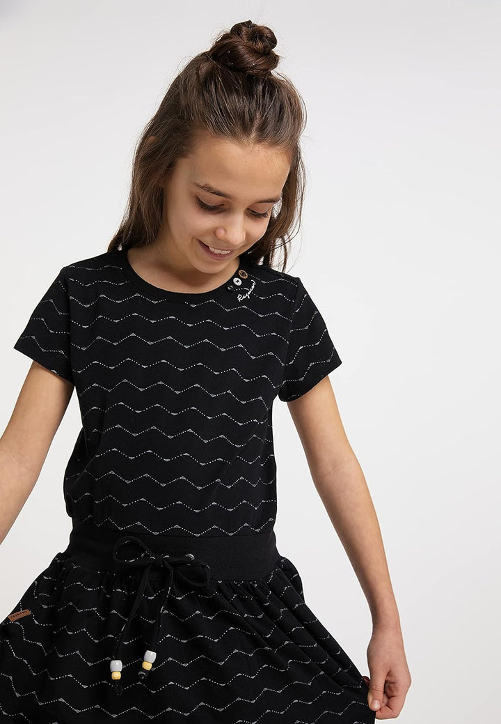Ragwear Mädchen Kleid MAGY Zig ZAG Sommerkleid in sommerlichen Farben aus weicher Baumwolle, 128 Sch