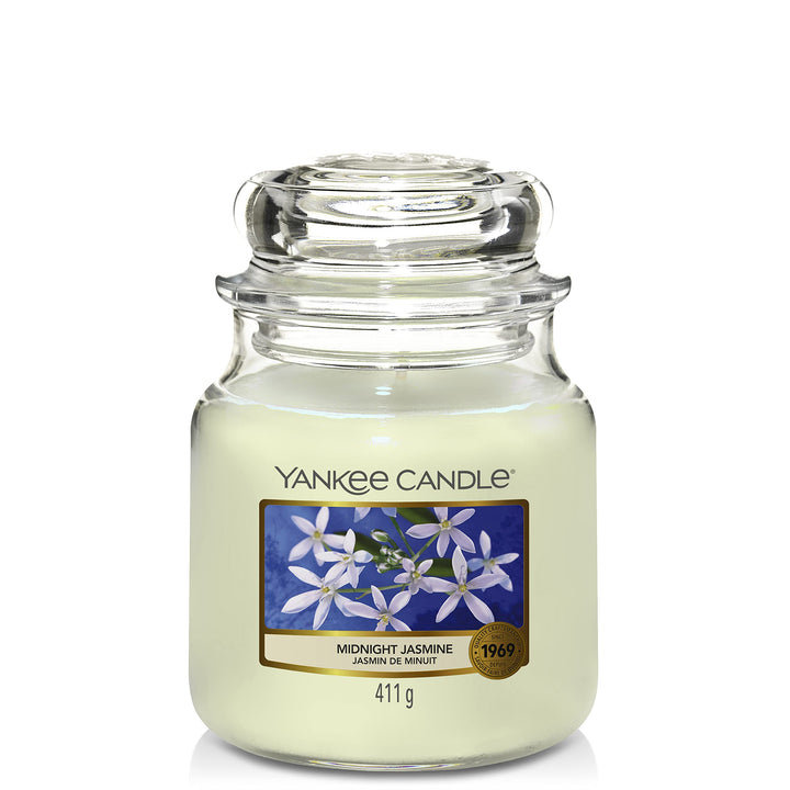 Yankee Candle Duftkerze im Glas (mittelgross) | Midnight Jasmine | Brenndauer bis zu 75 Stunden Midn