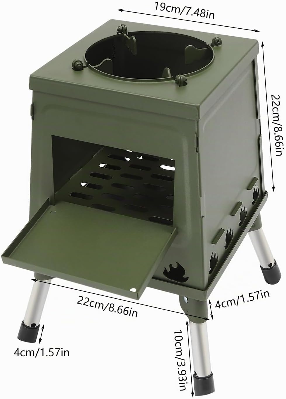 Zeltkocher, Raketenofen Outdoor| Grün | Tragbarer Holzofen für Camping, Outdoor, Zeltheizung, Campin