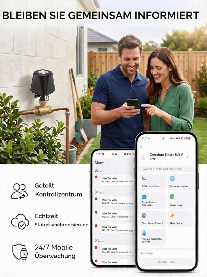 Smart Ball-Wasserventil, App-Steuerung, 4 Timer-Modi für automatische Steuerung, unterstützt 2,4-GHz