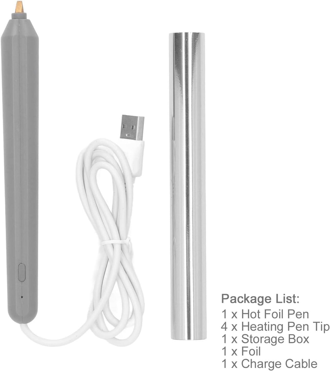 Fyearfly USB-Heissfolienstift, Elektronische Heizung Heissschmelzfolienprägung Prägestift Mit 4X Sti