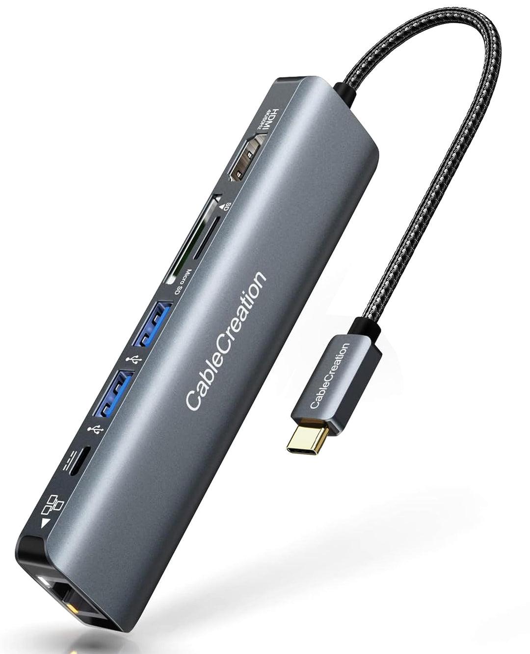 CableCreation USB C Hub, 7 in 1 Multiport Adapter mit HDMI 4K 60Hz,Ethernet 1Gbps, 100W PD, SD/Micro