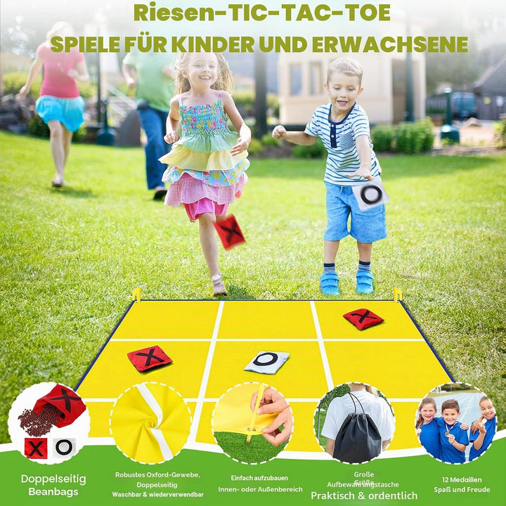 2-in-1 Riesen-Oster-Sitzsack-Wurf & grosser Tic Tac Toe Outdoor-Spiele für Kinder und Erwachsene, 1,