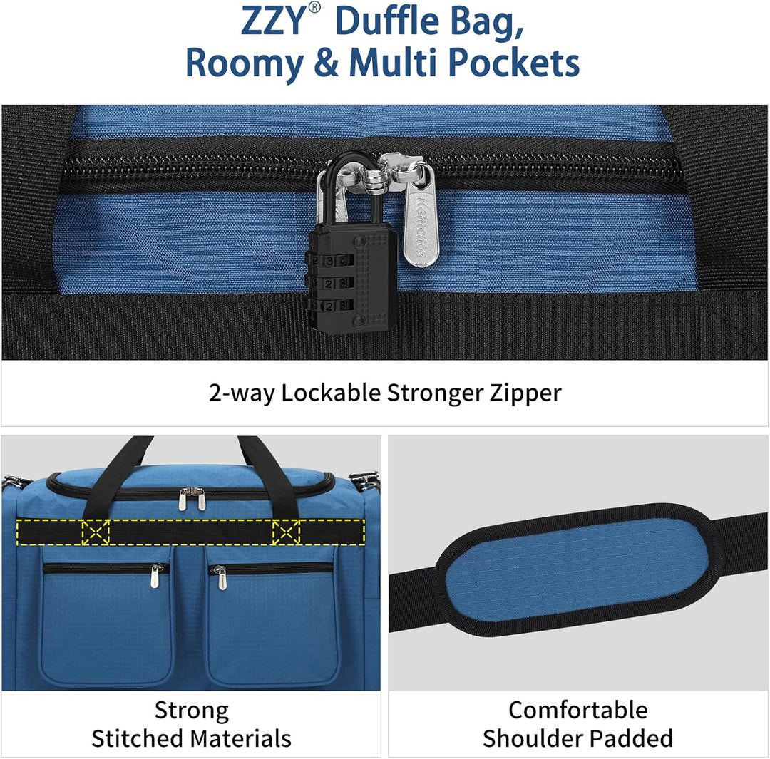ZZY 55L Sporttasche Gross Herren – wasserdichte Weekender Tasche mit 2 Seitentaschen für Fitness, Gy
