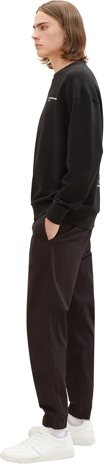 TOM TAILOR Denim Herren Denim Tapered Fit Chino Hose, 29999 - Black