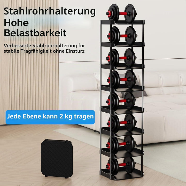 8 Ebenen Schmal Schuhregal, Mehrschichtiges Hoch Schuhregale Platzsparend, Stapelbar Klein Standrega