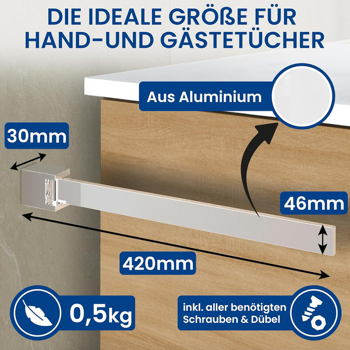 rtmr Handtuchhalter Wandmontage &amp; Schrankmontage, schwenkbar, Chrom, Premium Gästehandtuchhalter aus