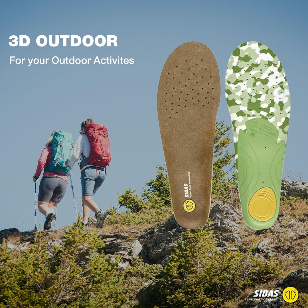 Sidas 3D Einlegesohlen für Wanderungen & Outdoor-Aktivitäten 37-38 Grün, 37-38 Grün