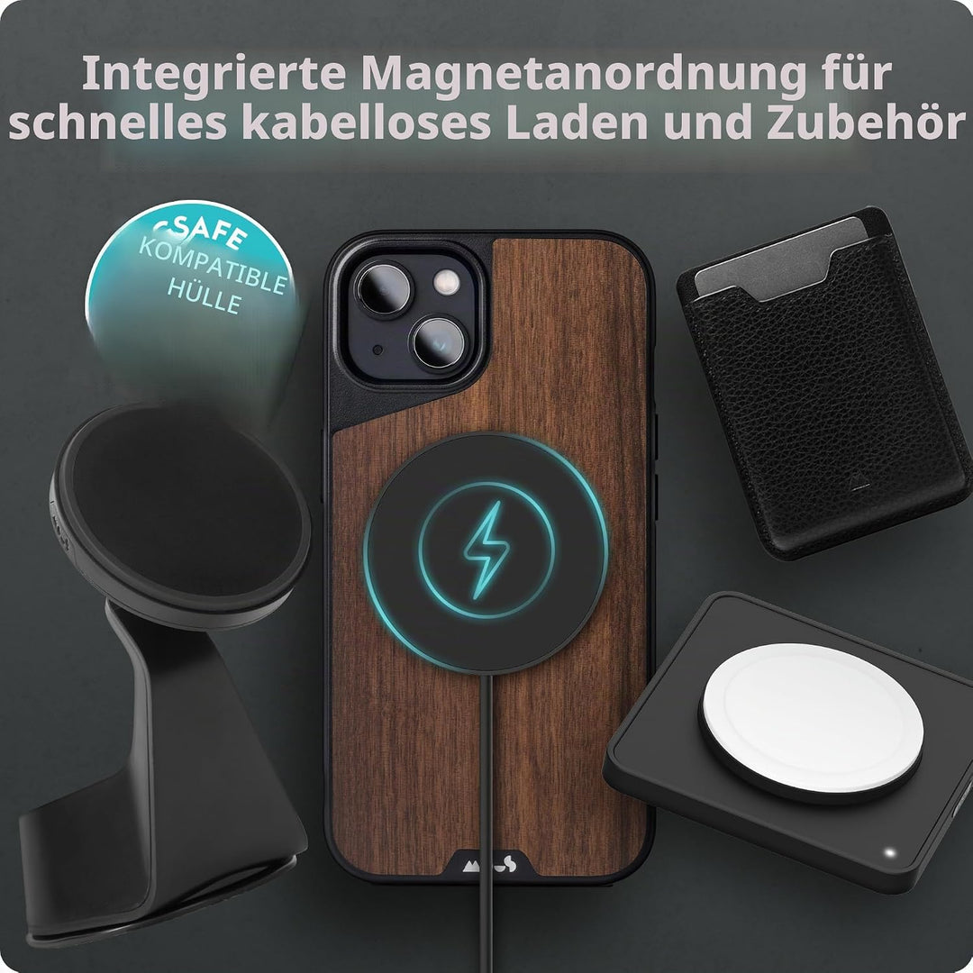 Mous - Hülle für iPhone 13 - Walnuss - Limitless 4.0 - Handyhülle iPhone 13 MagSafe-Kompatibel Case