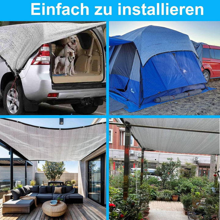 BeGrit Schattennetz Auto Hund 75% Alu Hitzeschutz mit Ösen 2m x 2m UV Luftdurchlässiges Sonnennetz A