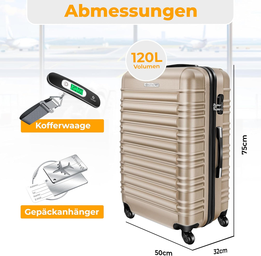 KESSER® Reisekoffer Hartschalen-Koffer Inkl. Kofferwaage + Gepäckanhänger Trolley Gepäck Rollkoffer