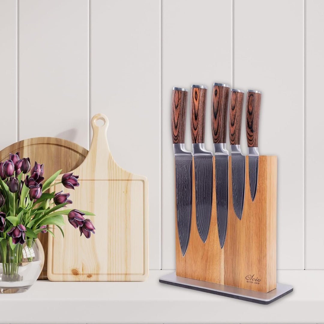 Wakoli Edib 5er Damastmesser-Set, scharfe 8 bis 20 cm Klingen Premium Küchenmesserset aus 67 Lagen D