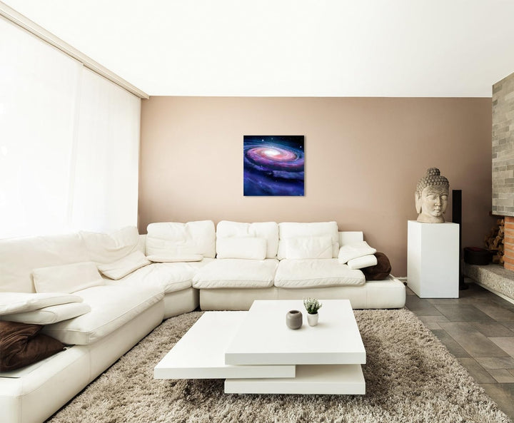 Paul Sinus Art Leinwandbild 60x60cm Illustration – Spiralförmige Galaxie auf Leinwand Exklusives Wan