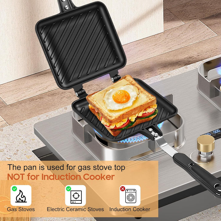 Heisser Sandwich-Maker, Antihaft-Panini-Pfanne, Sandwich-Pfanne, Frühstück, Doppelseitige Bratpfanne
