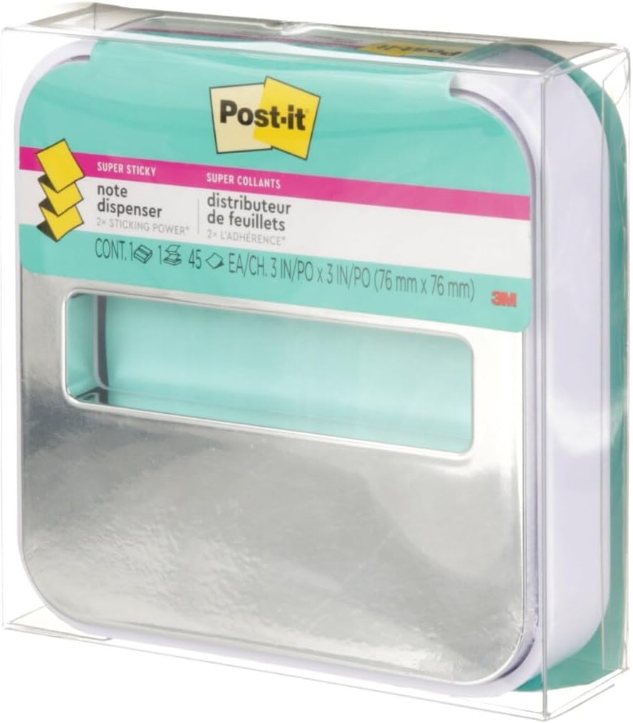 Post-it Notizspender für 7,6 x 7,6 cm grosse Notizen, weisser Boden mit Stahldeckel Weiss/opulenter