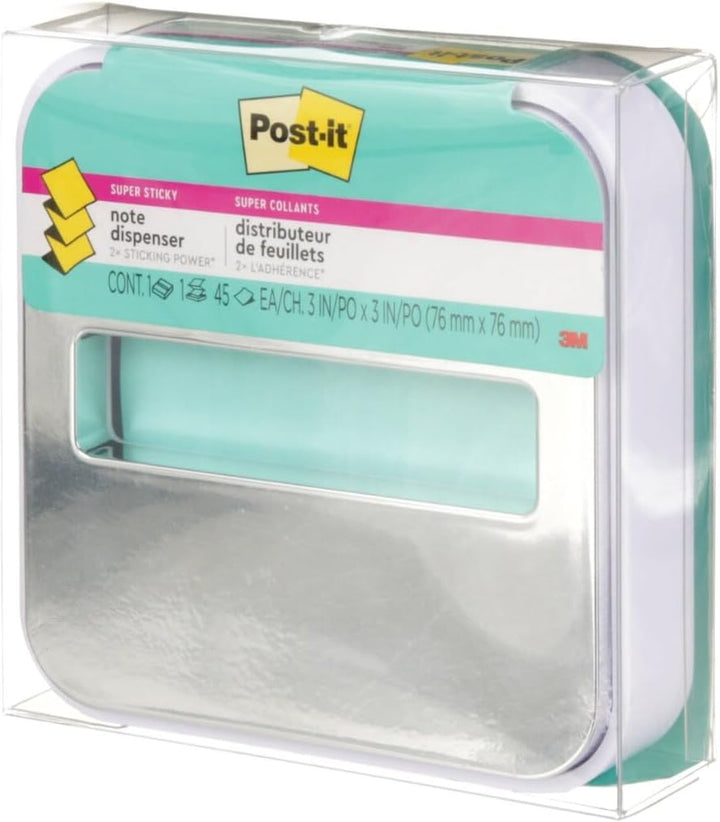 Post-it Notizspender für 7,6 x 7,6 cm grosse Notizen, weisser Boden mit Stahldeckel Weiss/opulenter