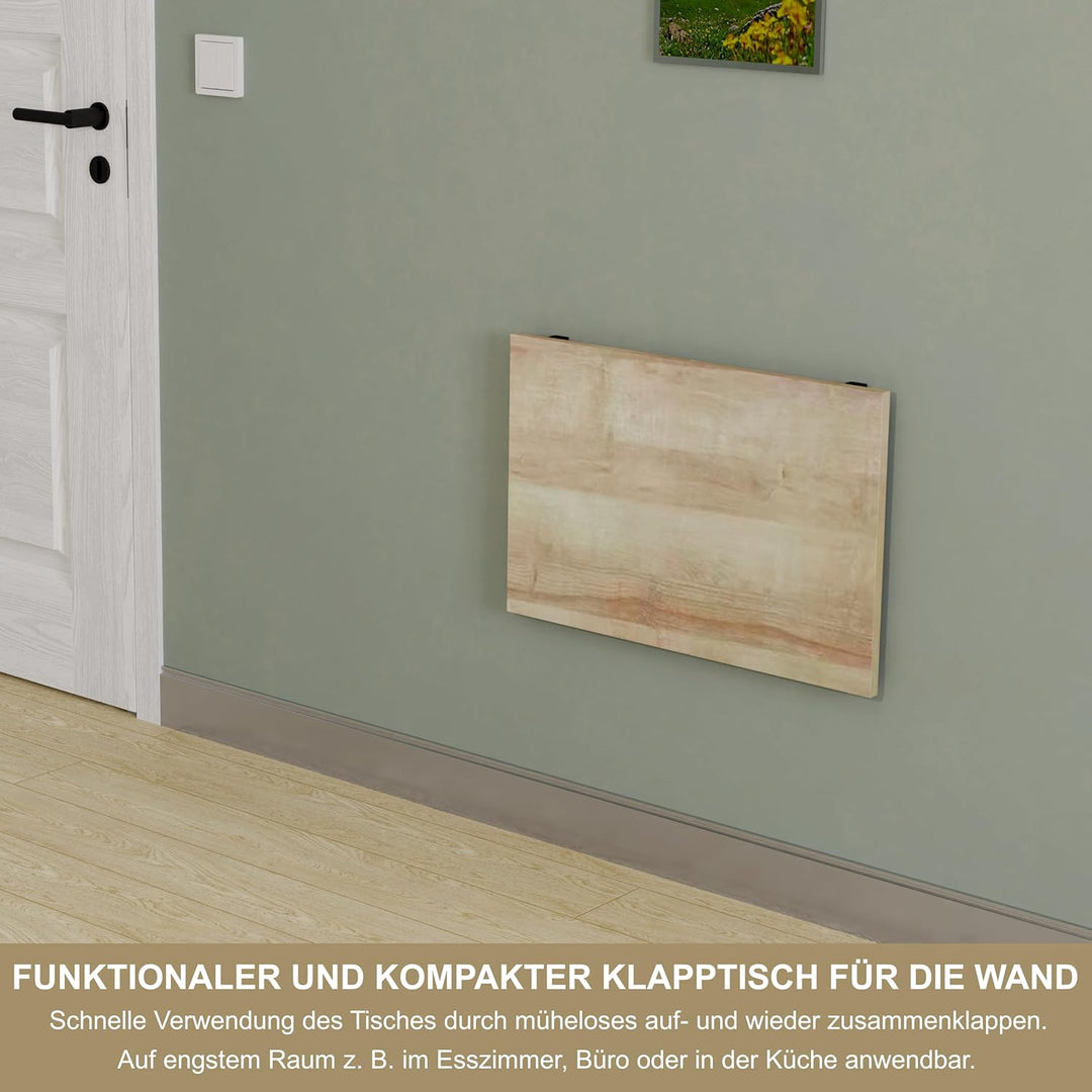 KDR Wandklapptisch 60x40 cm – Klapptisch zur Wandmontage, platzsparender Wandtisch, klappbarer Essti