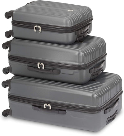 BRUBAKER 3er Set ABS Reisekoffer - Koffer Trolleys - Hartschale - M-L-XL-Set - je 4 Rollen 360° - 55