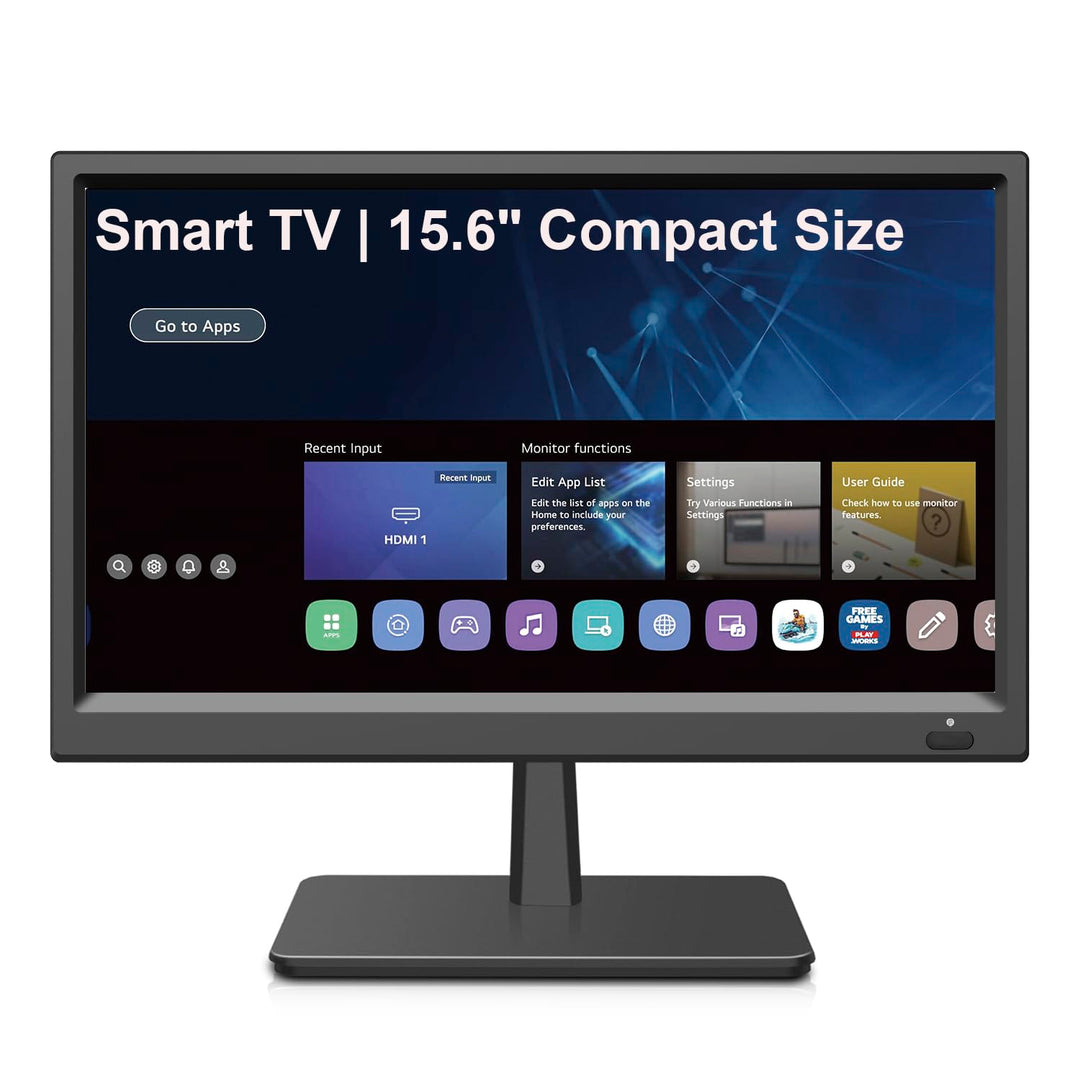 16 Zoll Small Smart TV HD 1080P LED,Flachbildschirm Smart Television mit T2 Tuner/HDMI/USB/AV für Kü