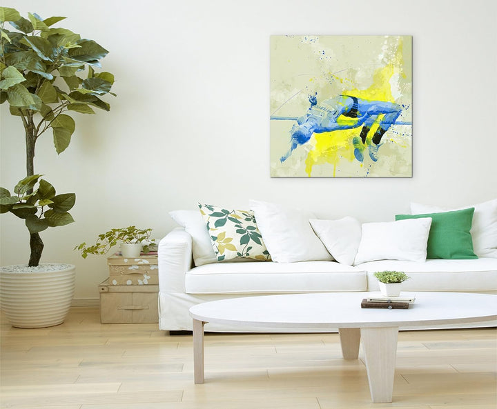 Paul Sinus Art Hochsprung 60x60cm SPORTBILDER Splash Art Wandbild Aquarell Art
