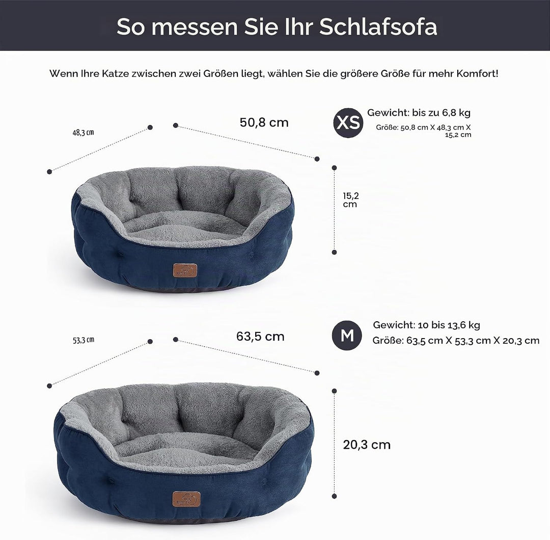BEDSURE Katzenbett waschbar Katzen Bettchen - 63x53x20cm Katzenkorb mit Zweiseitig Innenkissen Katze