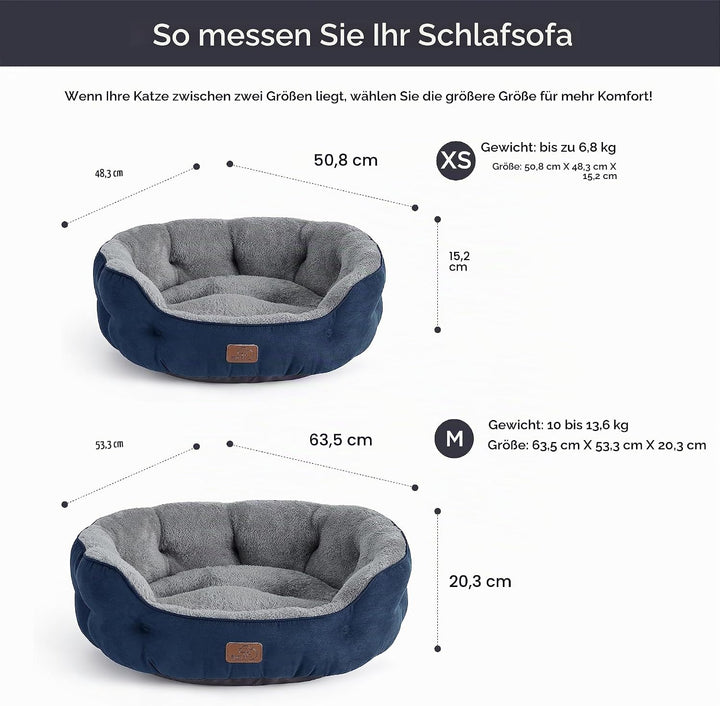 BEDSURE Katzenbett waschbar Katzen Bettchen - 63x53x20cm Katzenkorb mit Zweiseitig Innenkissen Katze