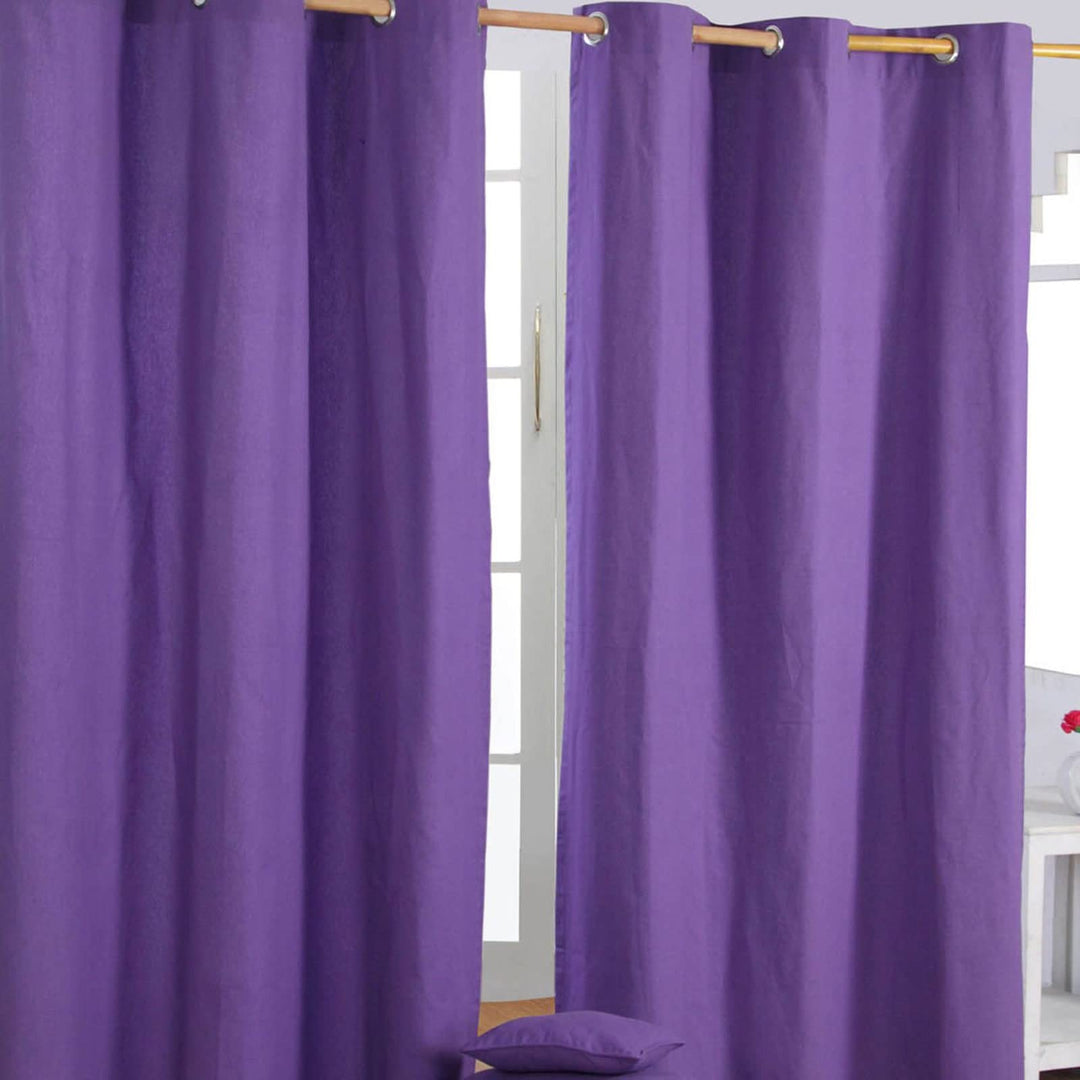 Homescapes Ösenvorhang Blickdicht lila Dekoschal 2er Set Plain Colour Breite 117 x Länge 137 cm Vorh