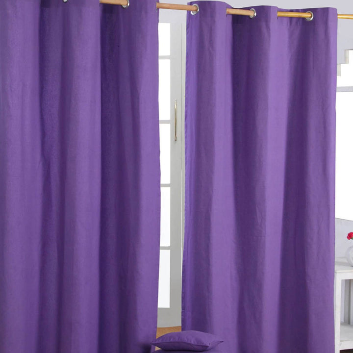 Homescapes Ösenvorhang Blickdicht lila Dekoschal 2er Set Plain Colour Breite 137 x Länge 228 cm Vorh