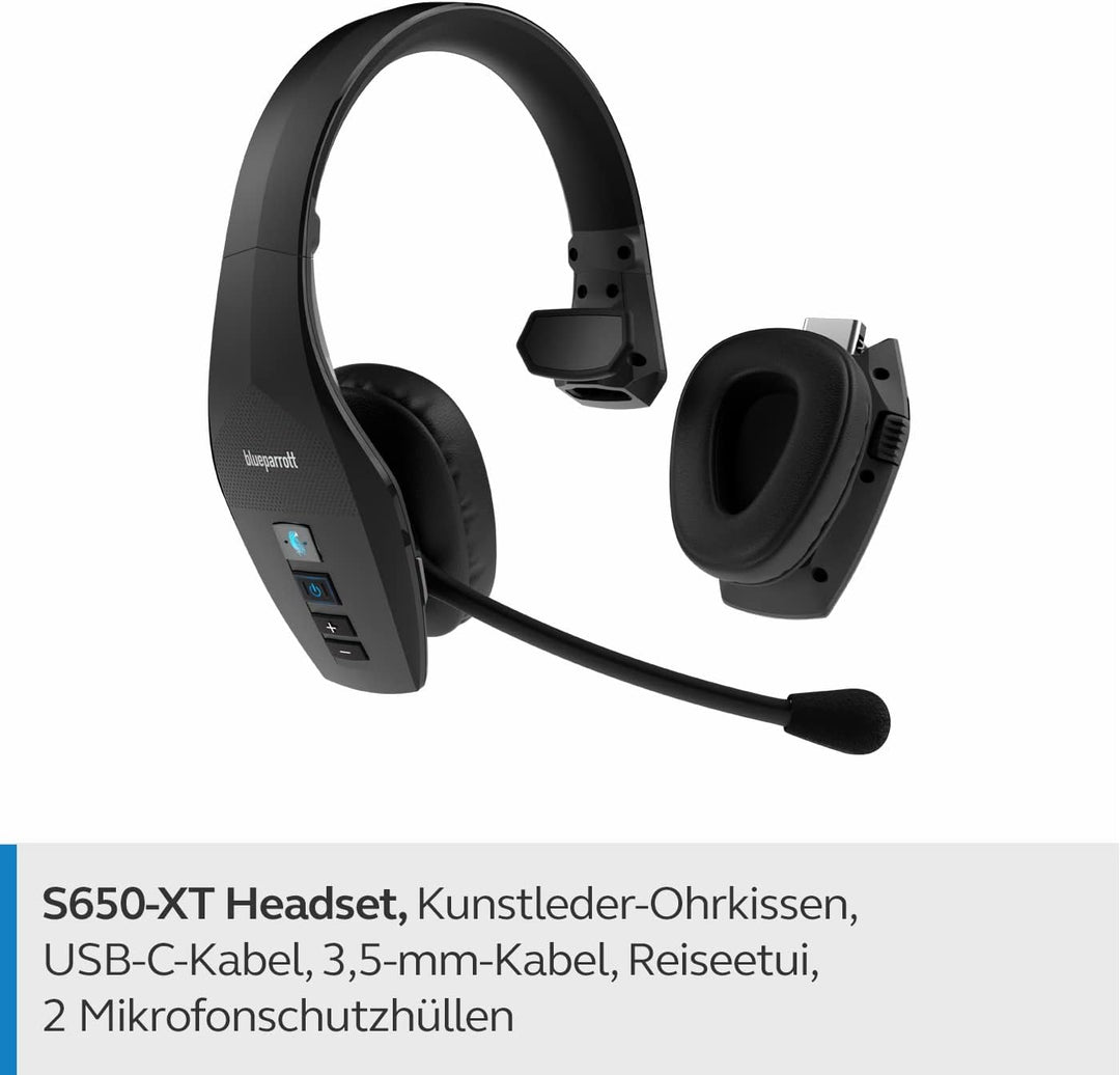 Jabra BlueParrott S650-XT Wireless Headset - 2in1 Convertible Stereo zu Mono Kopfhörer - 4 integrier
