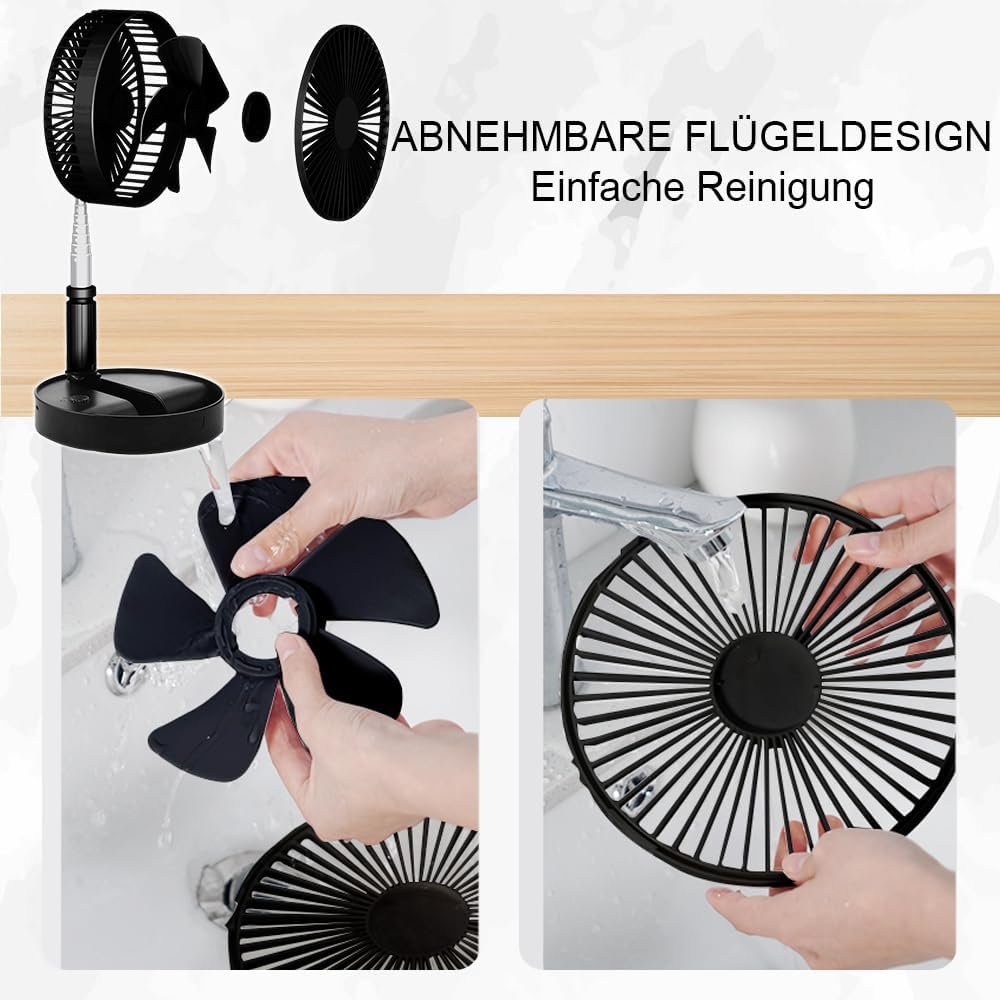 UNITEDTIME Tragbarer Ventilator Faltbares Wiederaufladbares [Fernbedienung] Batteriebetriebene Folda
