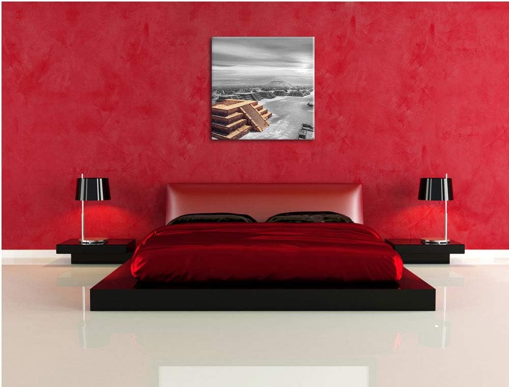 Pixxprint Maya Tempel in Teotihuacan als Leinwandbild/Grösse: 70x70 cm/Wandbild/Kunstdruck/fertig be