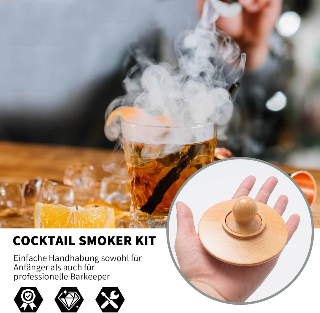 Cocktail Smoker Kit mit 1 Raucher & 8 Holzchips-Sorten, Vollständiges Set zum Räuchern von Whisky, C