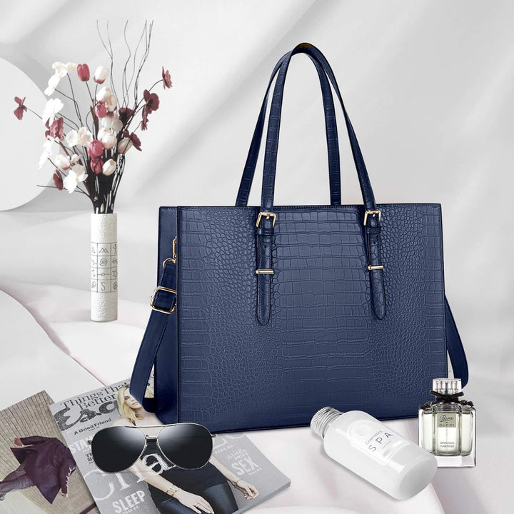 Lubardy Handtasche Damen Shopper Damen Gross Laptop Tasche 15.6 Zoll Elegant PU Leder Umhängetasche