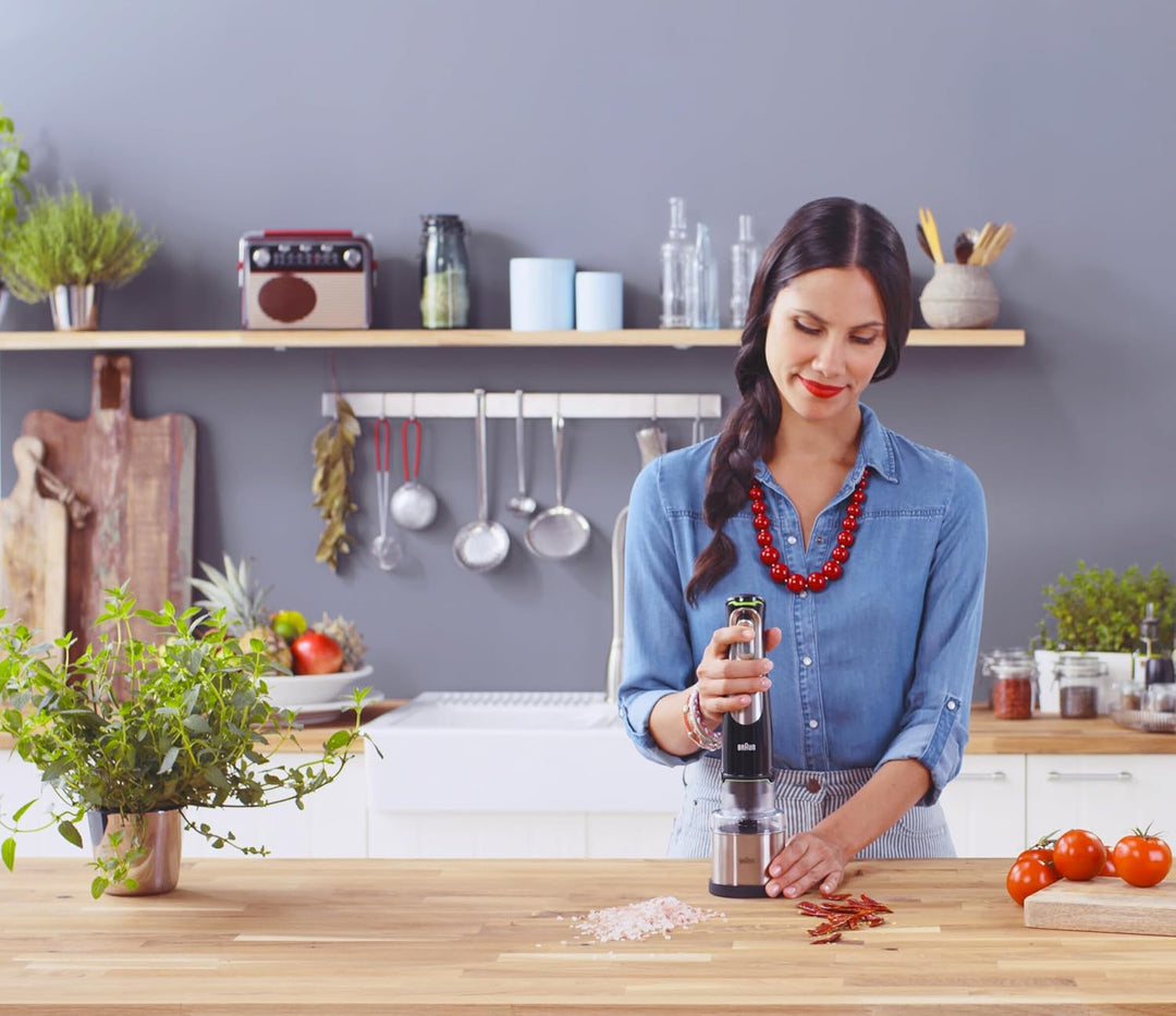 Braun Kaffee- und Gewürzmühlen Aufsatz MQS 270 SI mit EasyClick Plus System - Zubehör für Braun Stab